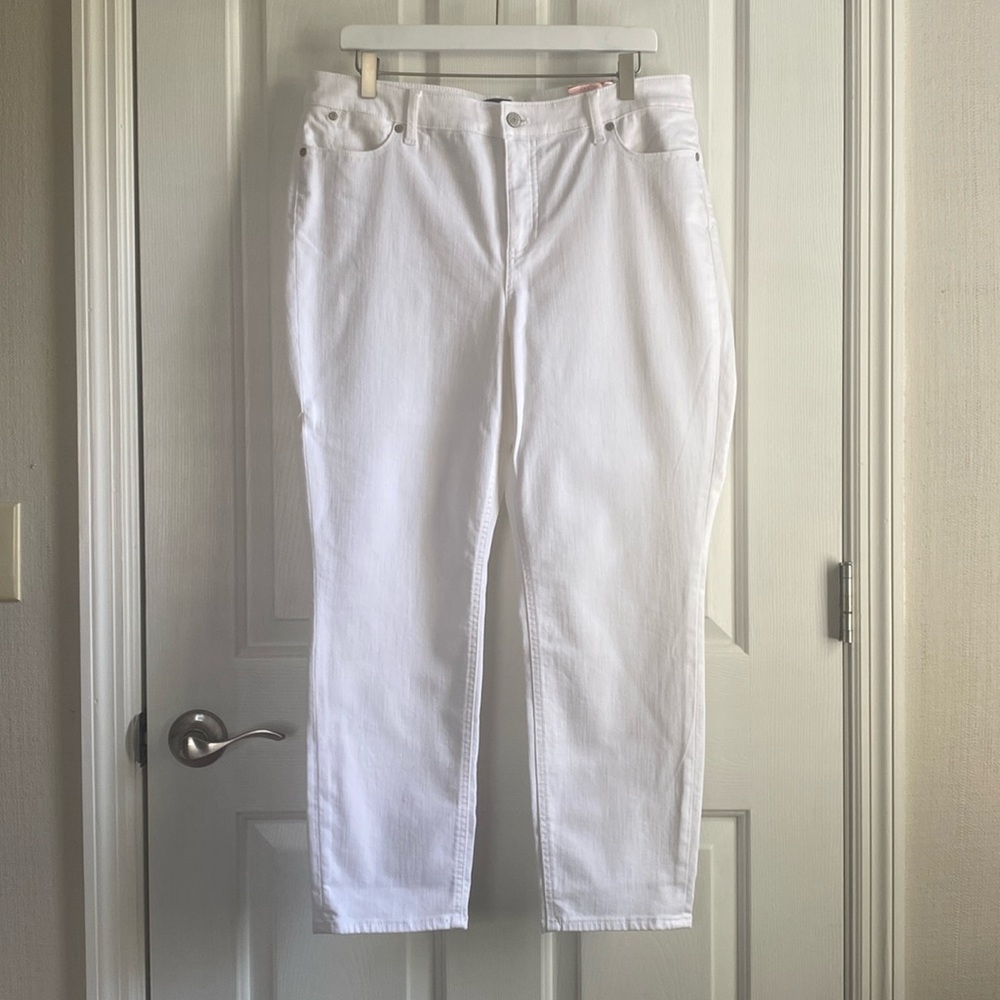 Talbots Womens White Five Pocket Slim Ankle Denim Size 14P; New w/ Tags